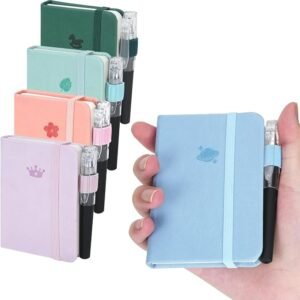5 PCs Small Notebooks with Pen, A7 Pocket Spiral Notepads, Wirebound Memo Pad, Little Mini Notebook for Home Office Accessories, 5 Colored Notebooks, 96 Sheets Per Notebook (8X11 cm)