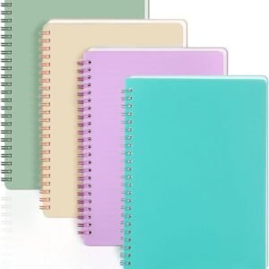 Spiral Ruled Notebook for Office and Study, 4 Pack A5 Thick Lined Paper Journals with Plastic Hardcover and Twin-Wire Binding, 8.3x5.7 Inches Notepads for Writing and Memo Taking